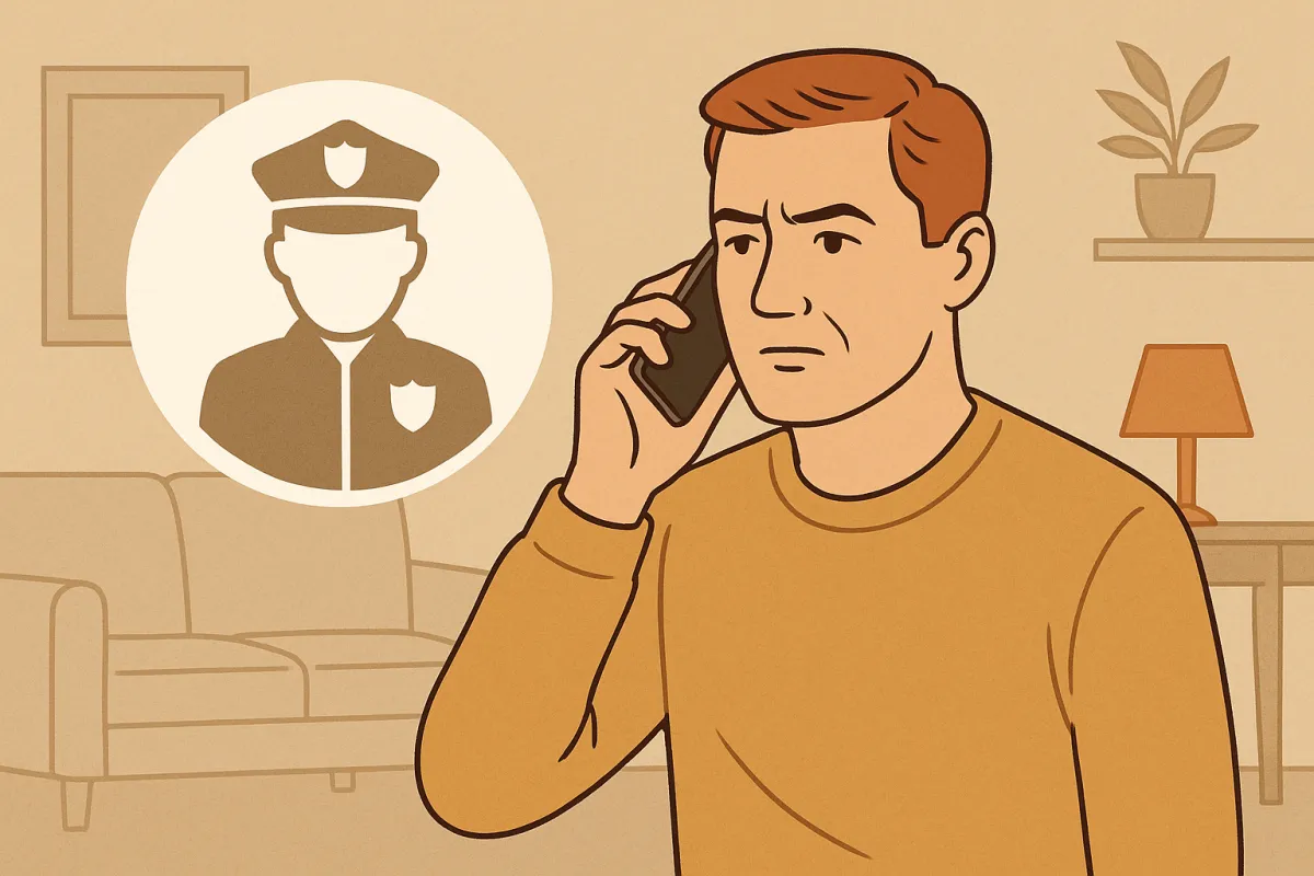 Mieszkaniec dzwoni na numer alarmowy straży miejskiej, zgłaszając problem telefonicznie z domu